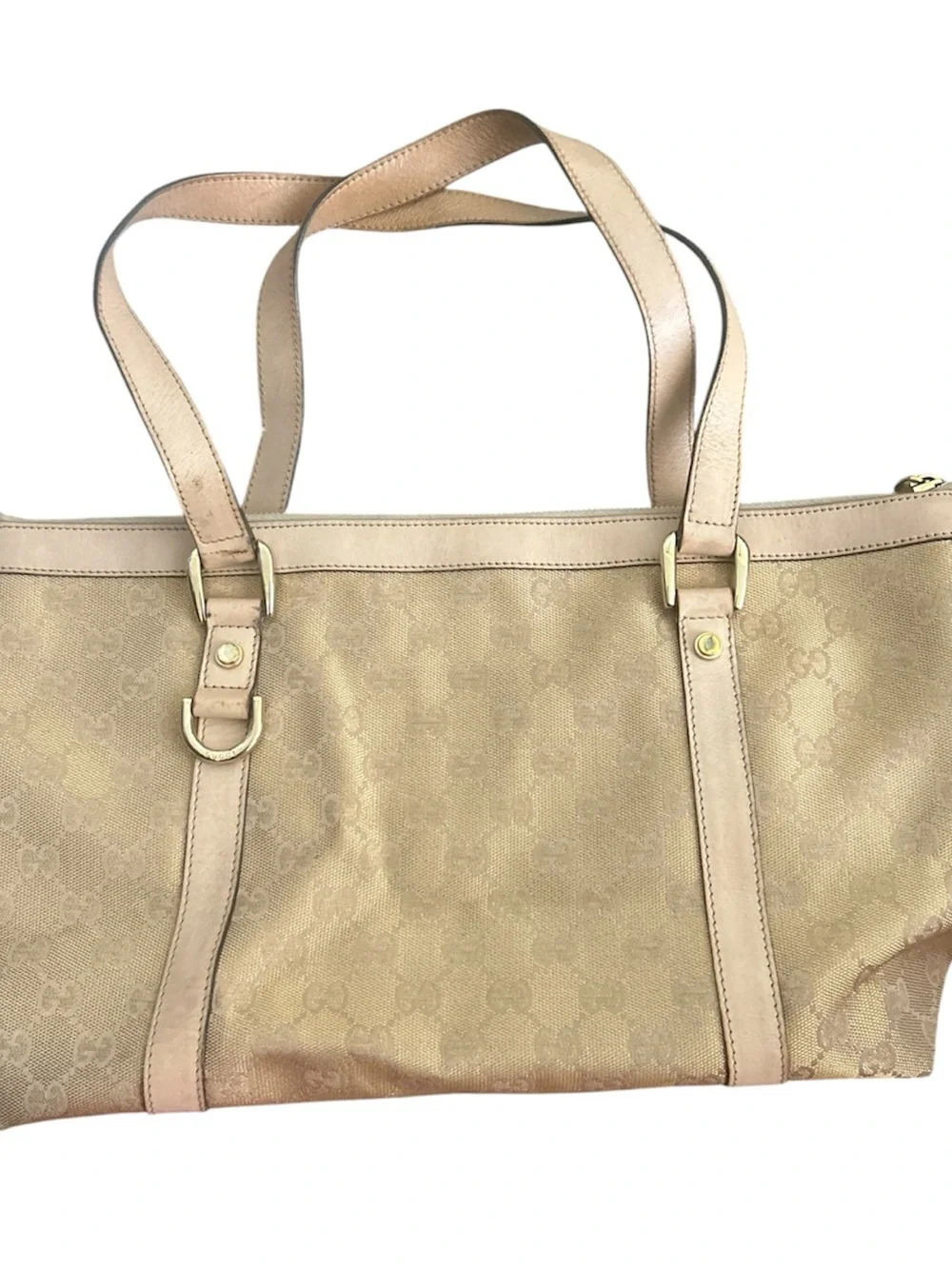Gucci Metallic Rose Gold GG Monogram Abbey D-Ring Tote Bag